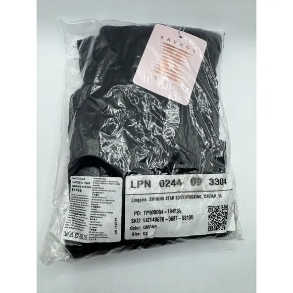 Savage X Fenty Black Shining Star Bodystocking Twist Catsuit Fishnet One Size - Picture 6 of 7